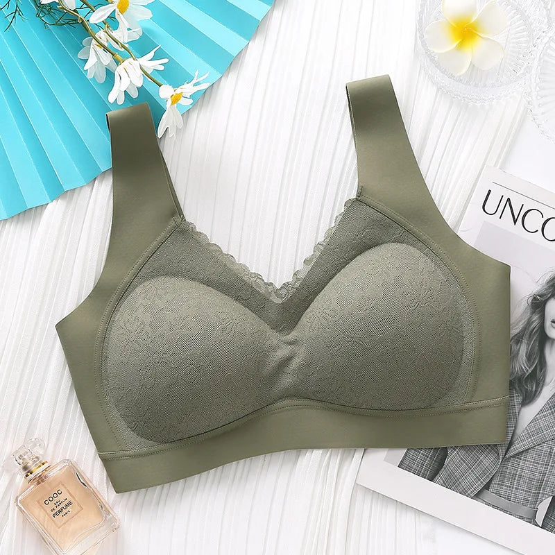 Breathable V-Neck Gather Seamless Bralette Sexy Thai Latex Bra Women's Underwear Wireless Push Up Brassiere Ladies Lingerie