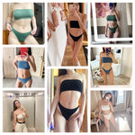 Women Strapless Bra And Panties Set Seamless Anti-Slip Tube Bra Sexy Underwear Brazilian Panties Ribbed Bandeau Lingerie Set