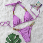 Halter Crystal Rhinestone Diamond Bikini 2026 Female Swimsuit Women Swimwear Two Pieces Bikini set Brazilian Bathing Suit Swim