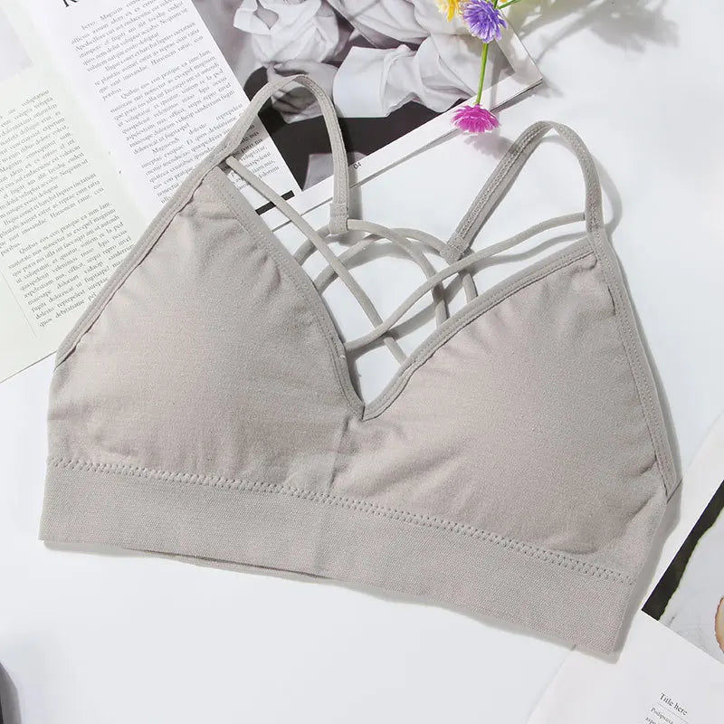 Women Tube Top Seamless Crop Top Wrapped Chest Underwear Cross Female Sports Bra Fitness Lingerie Sexy Intimates Bandeau Top