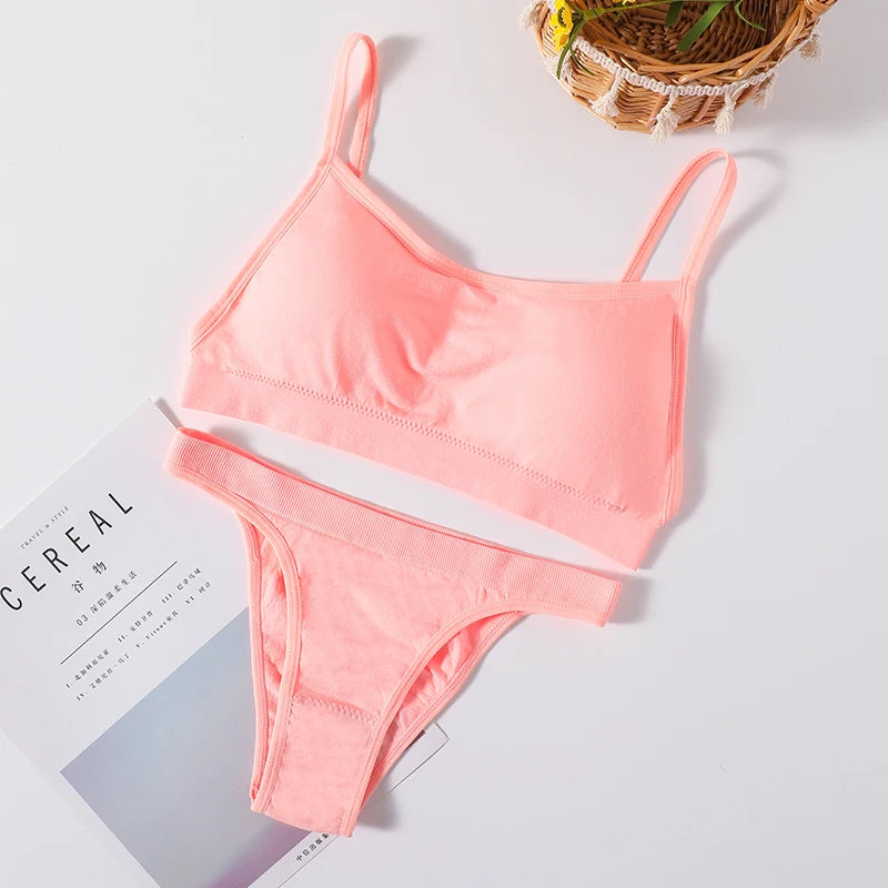 Women Seamless Bra And Panties Set Sexy High Waist Briefs Wire Free Bra Female Sexy Underwear Brazilian Panties Lingerie Set