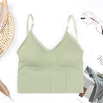 Women Tanks Top Low Back Crop Top Underwear Female Crop Sport Seamless Tops Sexy Lingerie Backless Removable Padded Camisole