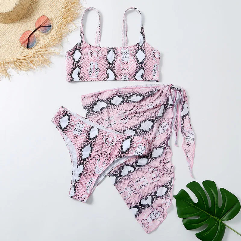 Sexy Marble Print Bikini 2026 Women Push Up Bra Underwire 3 Piece Swimsuit Brazilian Beach Bathing Suit Swimwear Swimming Suits
