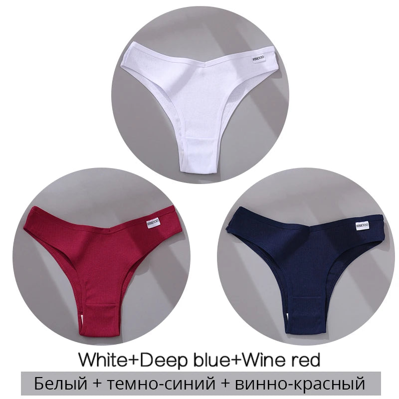 3Pcs/Set Cotton Women Briefs Sexy Seamless Brazilian Panties Female Low Rise Underwear Breathable Underpants Girls M-XL Intimate