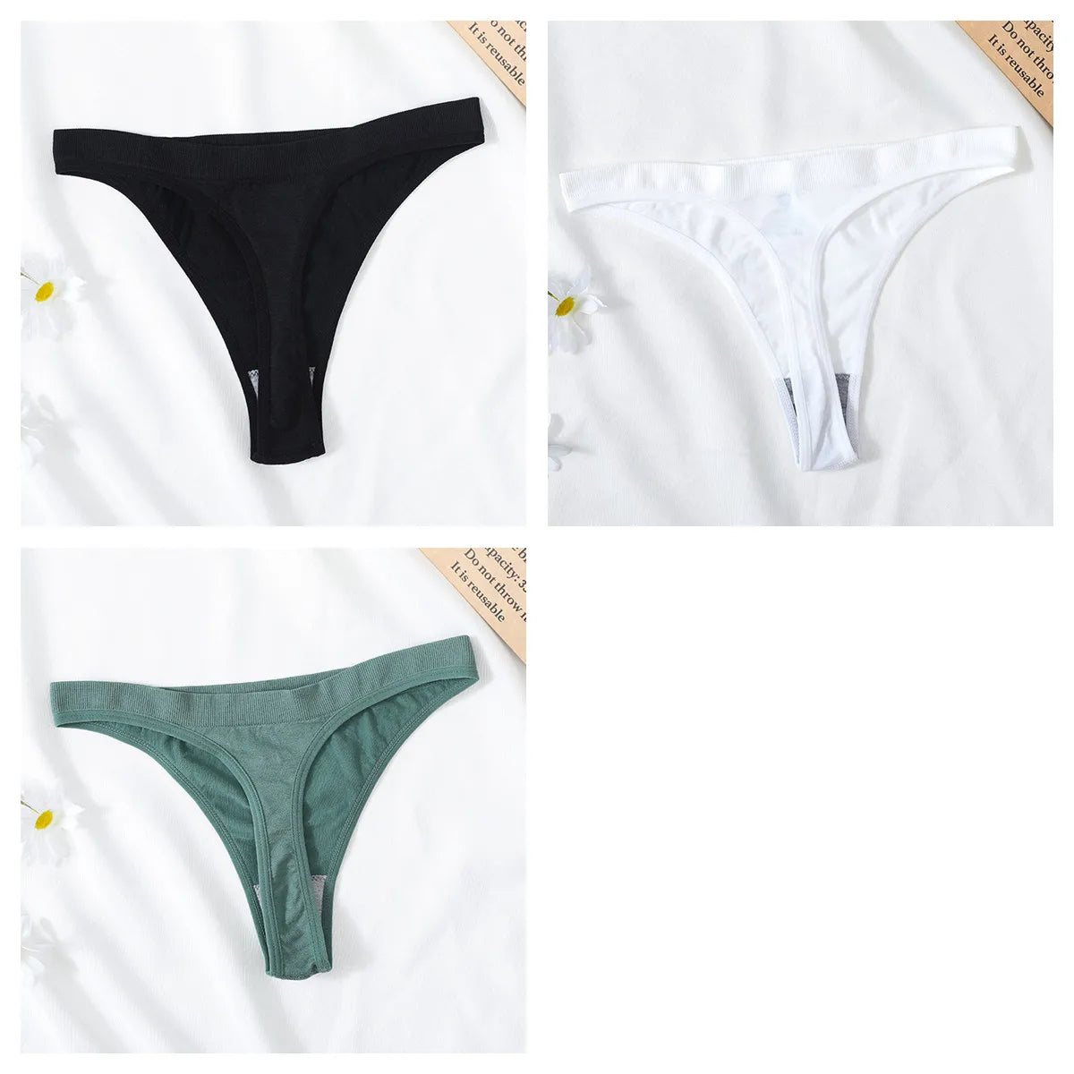 3PCS/Set Seamless G-string Panties Women Underwear Female Underpants Low Waist Thong Sexy Lingerie Seamless Sports Panties