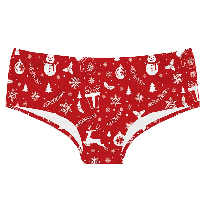 Christmas Theme Printing Women's Underwear Sexy Low-Waist Panties Temptation Wrap Buttocks Underpants Seamless Female Briefs