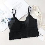 Women Full Floral Lace V-Neck Bralette One Size Scalloped Lace Wireless Camisole Bra Detachable Adjustable Thin Straps Lingerie