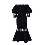 D368 cross-border women's fashion temperament lace off-the-shoulder fishtail party sexy party dress foreign trade dress
