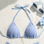 Wrinkled Halter Bikini Women Swimwear Female Swimsuit Two-pieces Bikini Set Brazilian Bather High Cut Bathing Suit Swim Lady