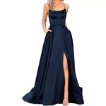 Bridesmaid Dress Long Maxi Dress Small Trailing Strap Solid Color Cocktail Evening Dress