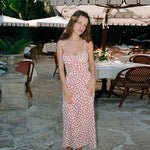 Polka Dot Printed Floral Strap Dress Women Summer French Sexy Backless Dress