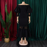 D368 cross-border women's fashion temperament lace off-the-shoulder fishtail party sexy party dress foreign trade dress