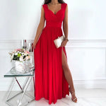 Women Clothing Sleeveless Backless Solid Color Wide Hem Split Women Clothing Dress