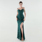 Heavy Industry Sequin Beaded Boning Corset Waist Tight Evening Dress