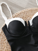 S - XL Splicing High Leg Cut One Piece Swimsuit Women Swimwear Female Underwired V-Bar Bather Bathing Suit Swim Beach Bodysuit