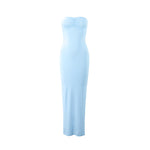 Women lothing Summer Sexy Wrapped Chest Slim Side Slit Long Solid Color Dress