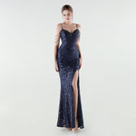 Heavy Industry Sequin Beaded Boning Corset Waist Tight Evening Dress