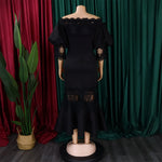 D368 cross-border women's fashion temperament lace off-the-shoulder fishtail party sexy party dress foreign trade dress
