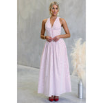 Goods Polka Dot Halter Deep V Plunge Dress Vacation Dress