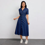 Women Clothing Denim Waist Tight Spring Summer Thin High Class Elegant Youthful Looking Dress