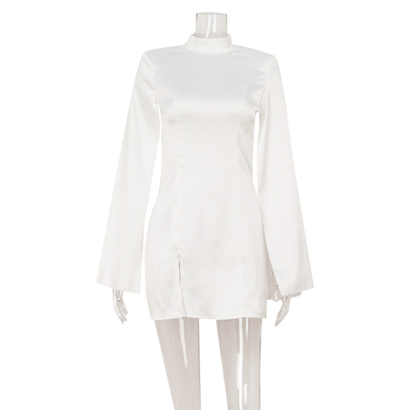 Slim Fit Slimming Light Luxury Court Advanced Satin Cape Sleeve Dress Short Dress