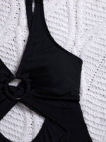 S - XL Tummy Cut Out Women Swimwear One Piece Swimsuit Female High Cut Monokini Metal Rings Bather Bathing Suit Swim Beachwear