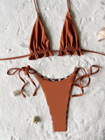 XS - L Doulbe Side Wearable Reversible Bikini Women Swimwear Female Swimsuit Three-pieces Bikini Set Ruffled Bathing Suit Swim
