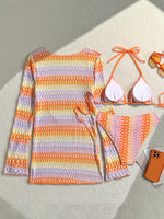 With Long Sleeve Cover Up Bikini Female Swimsuit Women Thong Swimwear Three-pieces Bikini Set Bather Bathing Suit Swim Beachwear