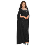 Women Wear Back Slit Cape Sleeve Drilling Elegant Dress