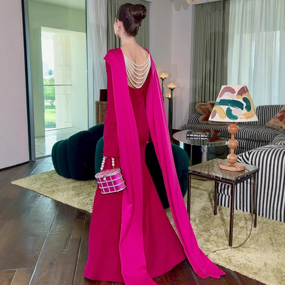 Women Clothing Spring Sexy Sheath Shawl Ribbon Evening Dress