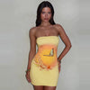 Women Clothing Summer Sleeveless Sexy Strapless Dress Butterfly Floral Print Hip Dress