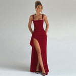 Women Evening Dress Maxi Dress Summer Sexy Strap Backless High Slit Dress