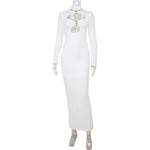 Women Design Hollow Out Cutout out High Class Elegant Slim Fitting Simple Solid Color Maxi Dress Hip Dress