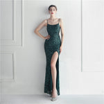 Positioning Floral Sequin Sexy Strap Tube Top Nightclub Dress Dinner Star Evening Dress