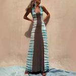 Dress Positioning Printing Backless Lace Up Sexy Dress
