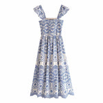 Women Hollow Out Cutout Embroidered Strap Dress