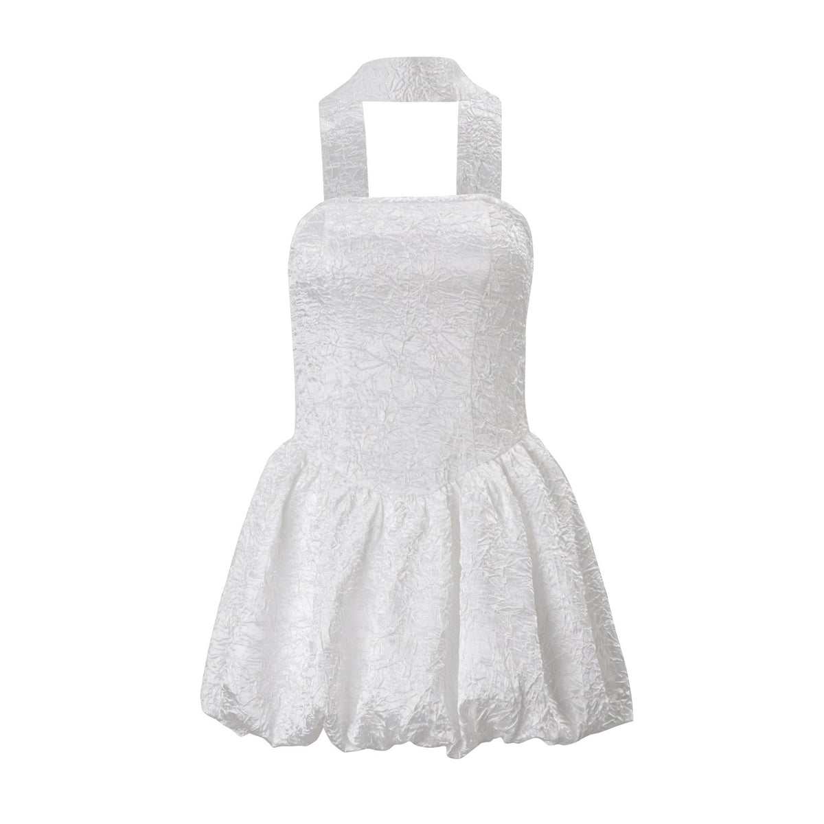 Women Clothing Autumn French Sexy Tube Top Dress Ribbon Fitted Waist Bubble Short Dress