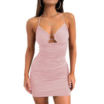 Summer Dress Women Clothing Sexy Suspender Dress Lace Up Cutout Hip Dress
