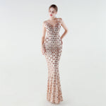 Heavy Industry Sequin Slim Deep Fishtail Evening Dress