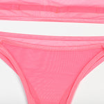Toucheart 4 Piece Set Sexy Lingerie Set Elasticity Mesh Patchwork See-Through Breast-Wrapping Three-Point Briefs Sexy Underwear