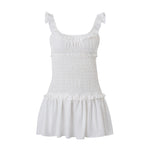 Women Clothing Spring Sexy Elegant Wooden Ear Pleated Strap Pleated Dress Short for Women