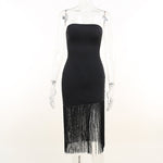 Dress Summer Tassel Sexy Tube Top Split Dress Women