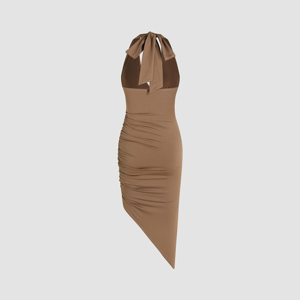 Sexy Pure V Neck Design Dress Slim Fit Party Dress Women