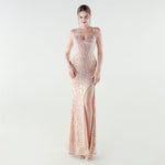 Heavy Industry Sequin Beaded Boning Corset Waist Tight Evening Dress