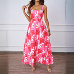 Women Clothing Summer Casual Strap Elegant A line Dress Floral Printed Dress
