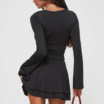 Dress Elegant Sexy Sexy Deep V Plunge Long Sleeve Dress