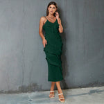 Summer Women Sexy Dress Semi Transparent Stitching Sleeveless Backless Halter Dress