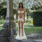 Summer Women Mesh Lace Lace Spaghetti Strap Dress See through Sexy Nightdress Vacation Maxi Dress