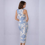 Summer Fresh Maxi Dress Square Collar Slimming Side Slit Sling Dress
