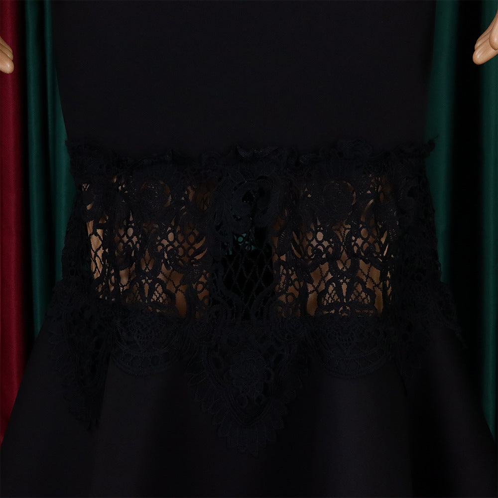 D368 cross-border women's fashion temperament lace off-the-shoulder fishtail party sexy party dress foreign trade dress